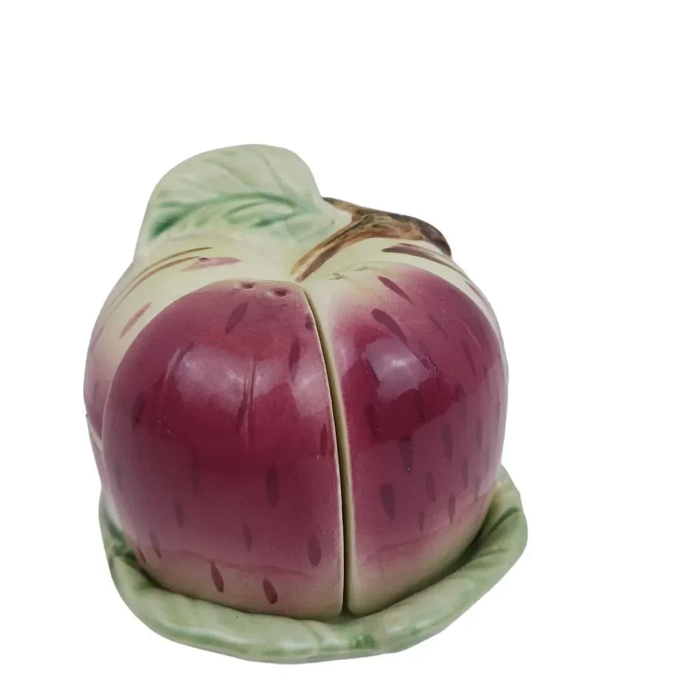 Shafford Ware Ceramic Pottery Apple Salt Pepper & Condiment set 1950's vtg
